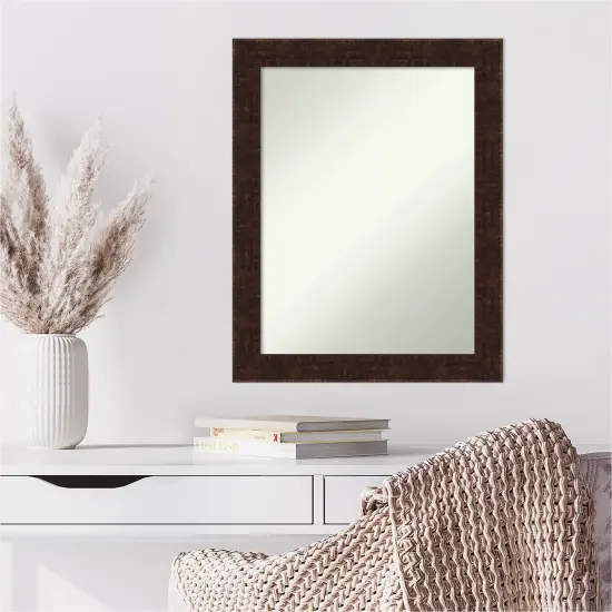 Amanti Art Non-Beveled Wall Mirror, William Mottled Bronze Narrow Frame {6}