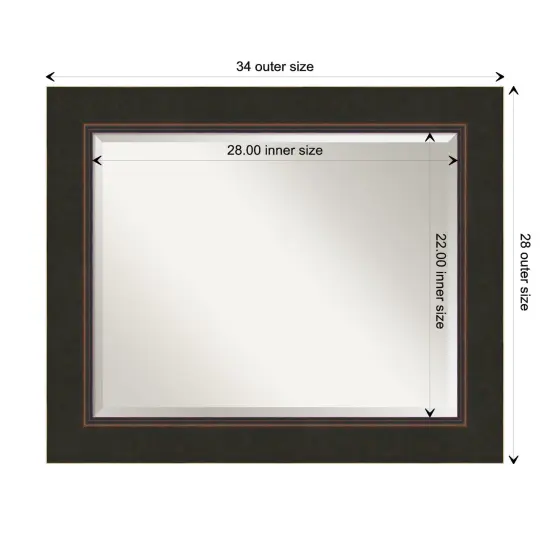 Beveled Wood Bathroom Wall Mirror, Milano Bronze Frame {1}