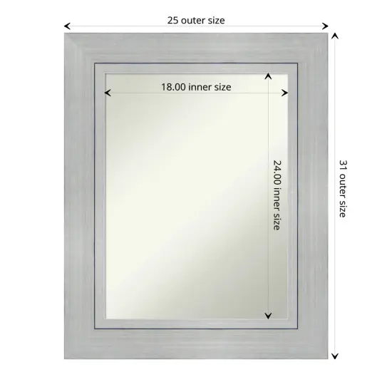 Amanti Art Non-Beveled Wood Wall Mirror, Romano Silver Frame {1}