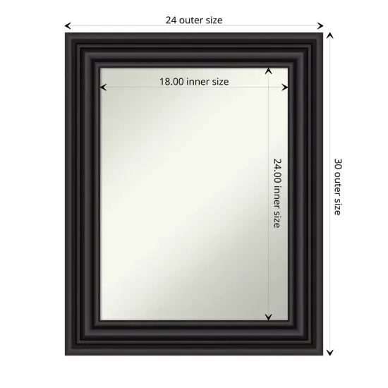 Amanti Art Non-Beveled Wall Mirror, Colonial Black Frame {1}