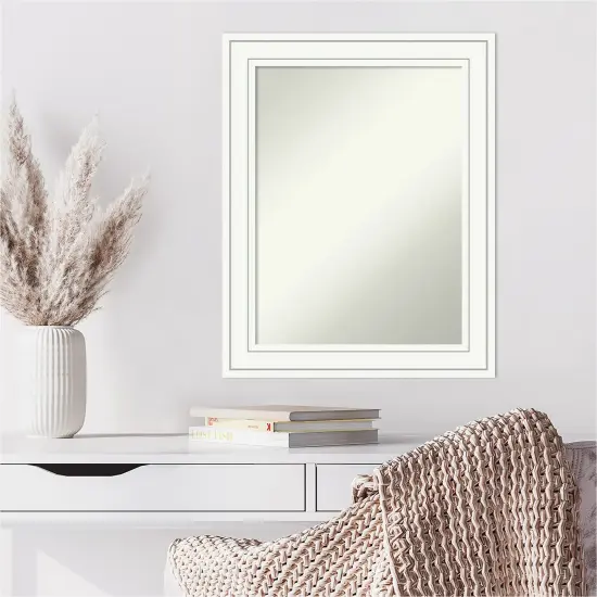 Amanti Art Non-Beveled Wood Wall Mirror, Craftsman White Frame {6}