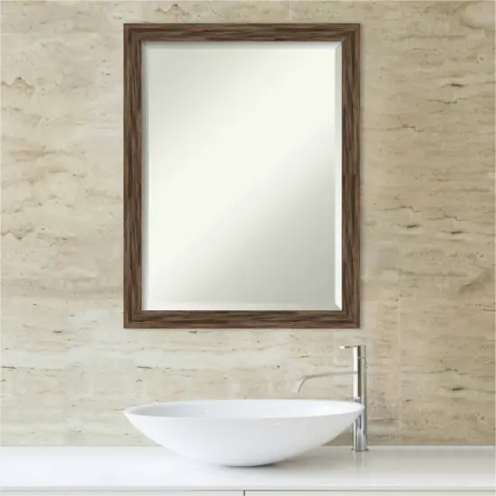 Beveled Wood Bathroom Wall Mirror, Regis Narrow Frame {7}