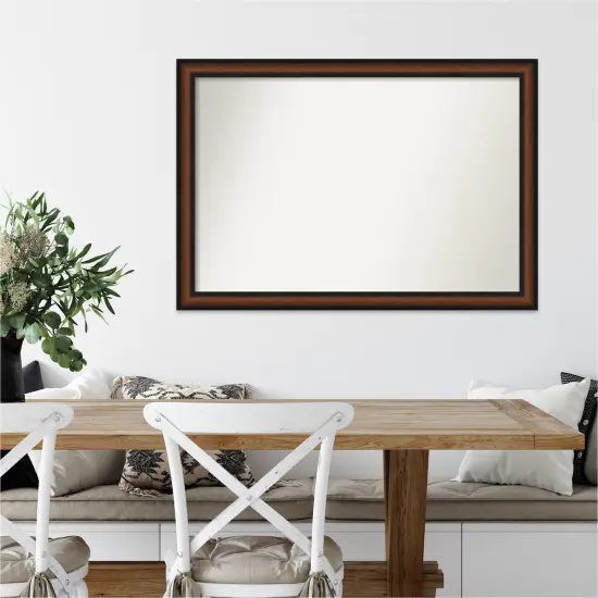 Amanti Art Non-Beveled Wall Mirror, Yale Walnut Frame {7}