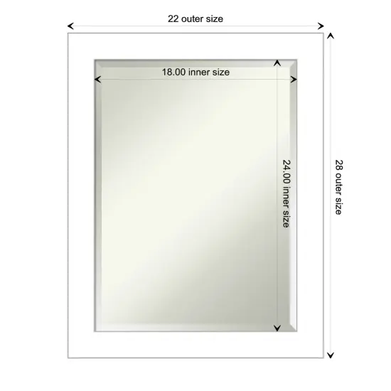 Beveled Bathroom Wall Mirror, Wedge White Frame {1}