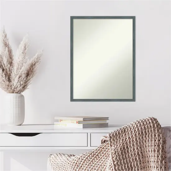 Amanti Art Non-Beveled Wood Wall Mirror, Dixie Blue Grey Rustic Narrow Frame {6}