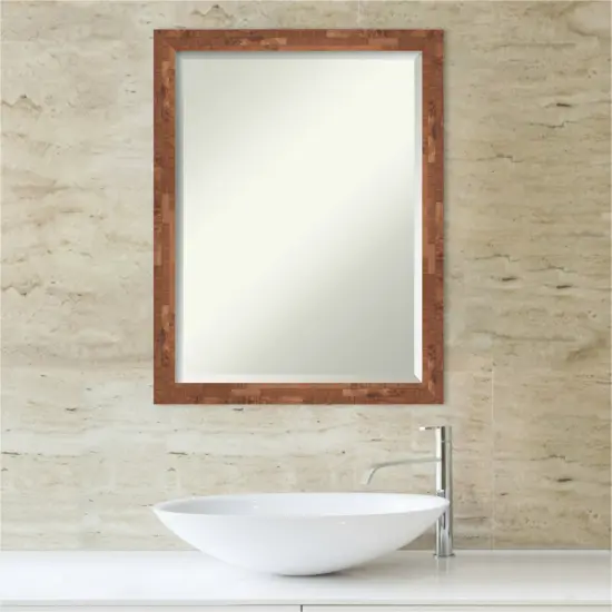 Beveled Wood Bathroom Wall Mirror, Fresco Frame {7}