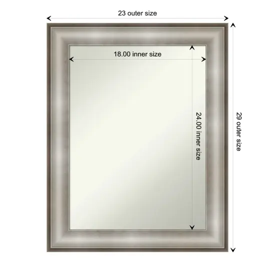 Amanti Art Non-Beveled Wall Mirror, Imperial Pewter Black Frame Imperial Silver Frame {1}