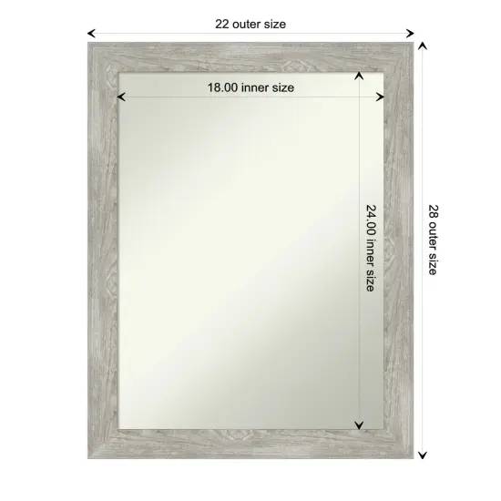 Amanti Art Non-Beveled Wall Mirror, Dove Greywash Narrow Frame {1}