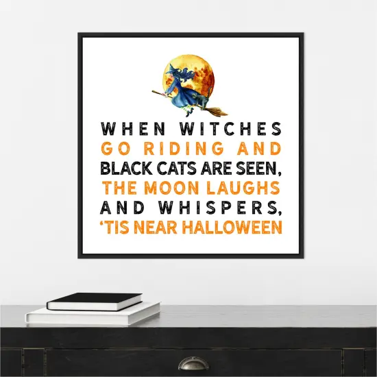 Tis Near Halloween Witch by Amanti Art Portfolio 22-in. W x 22-in. H. Canvas Wall Art Print Framed in Black {4}