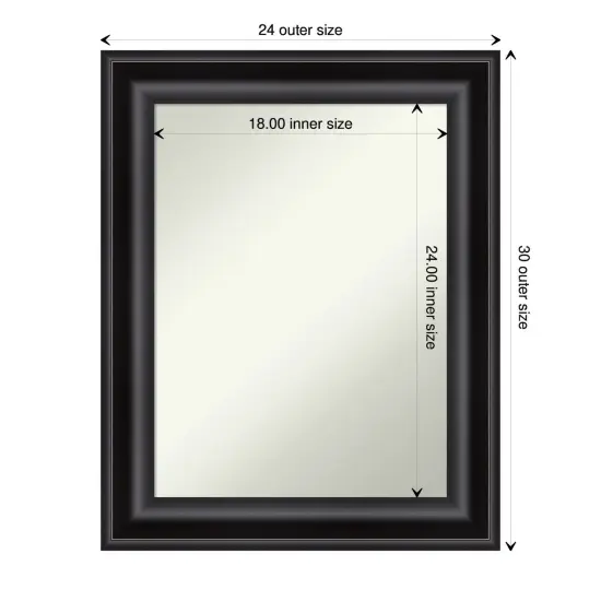 Amanti Art Non-Beveled Wall Mirror, Grand Black Frame {1}
