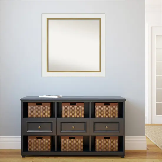 Amanti Art Non-Beveled Wall Mirror, Eva Black Silver Frame Eva White Gold {5}