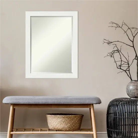 Beveled Bathroom Wall Mirror, Vanity White Narrow Frame {5}