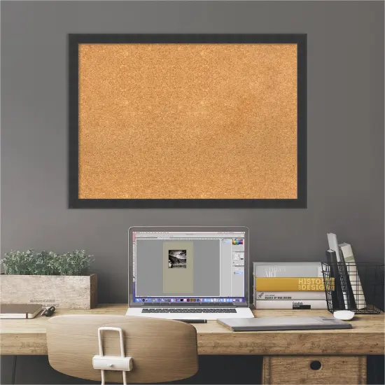 Cork Board, Mezzanotte Black Wood Frame - Bulletin Board, Organization Board, Pin Board Natural Cork {6}