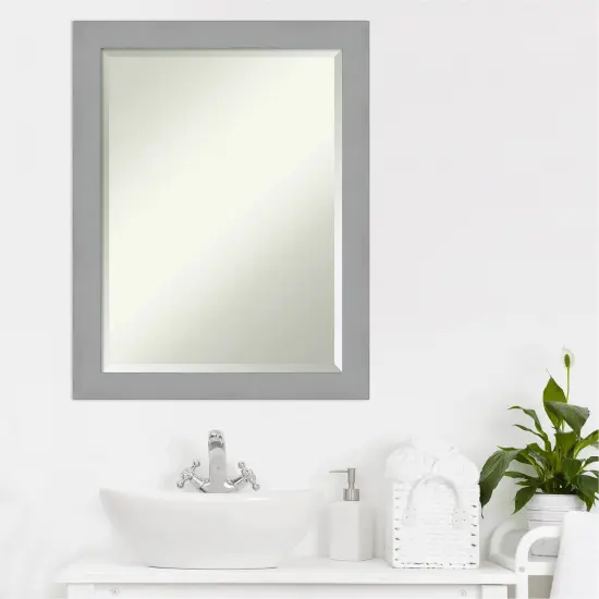 Beveled Bathroom Wall Mirror, Brushed Frame {6}