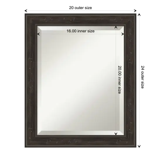 Beveled Bathroom Wall Mirror, Shipwreck Narrow Frame {1}