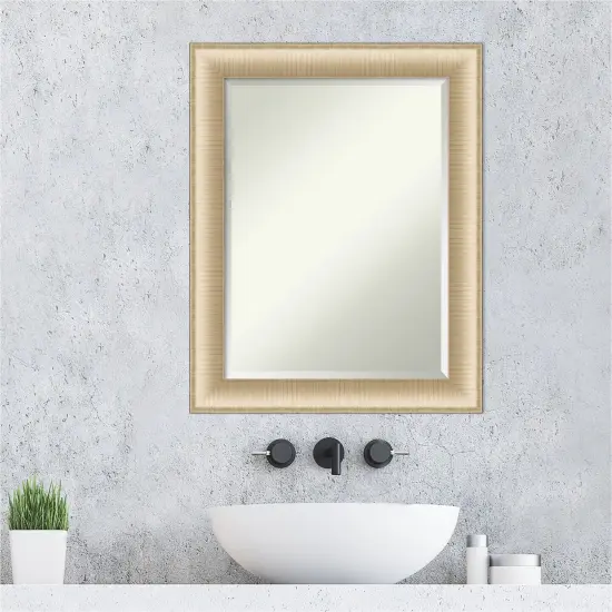 Beveled Bathroom Wall Mirror, Elegant Brushed Frame {6}