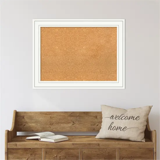 Cork Board, Craftsman White Wood Frame - Bulletin Board, Organization Board, Pin Board Natural Cork {4}