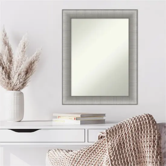 Amanti Art Non-Beveled Wall Mirror, Elegant Brushed Bronze Frame Elegant Brushed Pewter {6}
