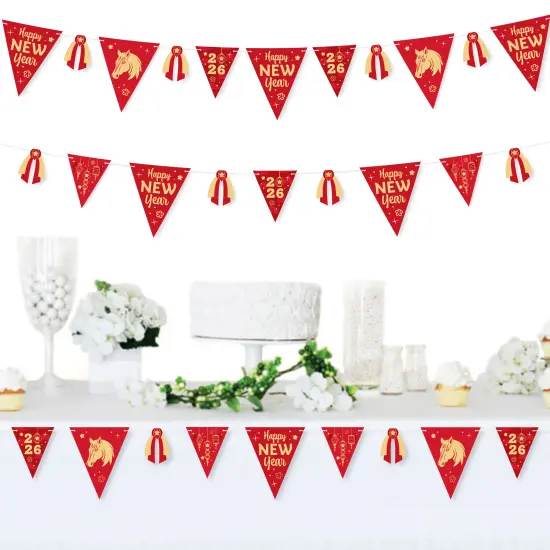 Big Dot of Happiness Lunar New Year - DIY 2026 Year of the Horse Party Pennant Garland Decoration - Triangle Banner - 30 Pieces {3}