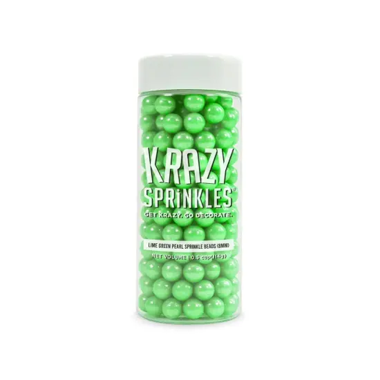 Krazy Sprinkles - Lime Green 8mm Beads (1/2 Cup, 1x Jar) for Cakes, Ice Cream & Cookies {4}