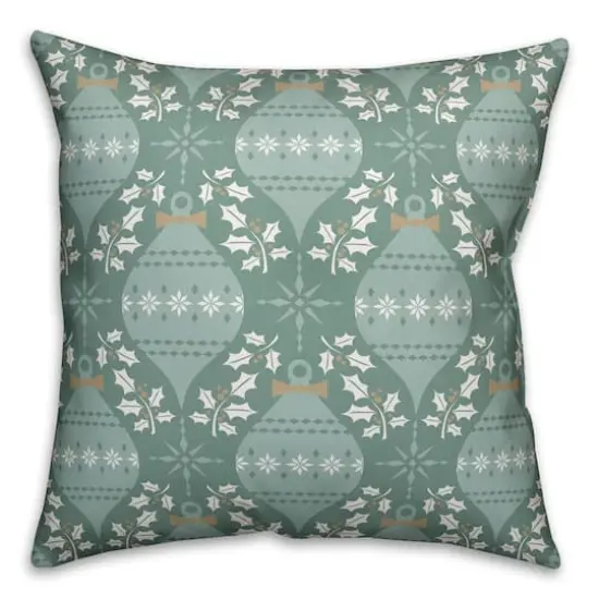 Green Christmas Ornaments Throw Pillow {1}