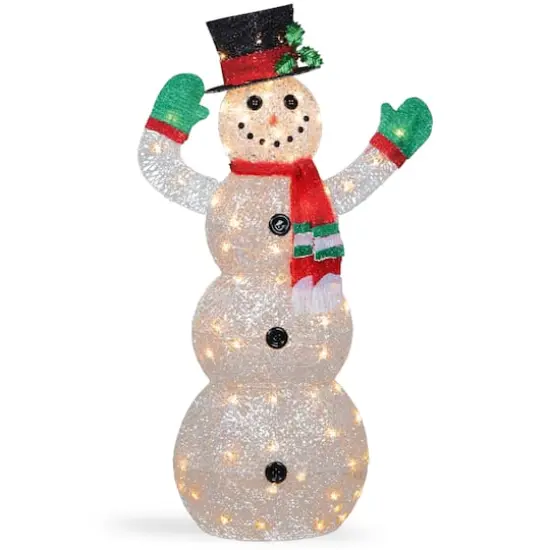 48" Crystal Snowman Decoration, Clear Mini LED Lights {1}
