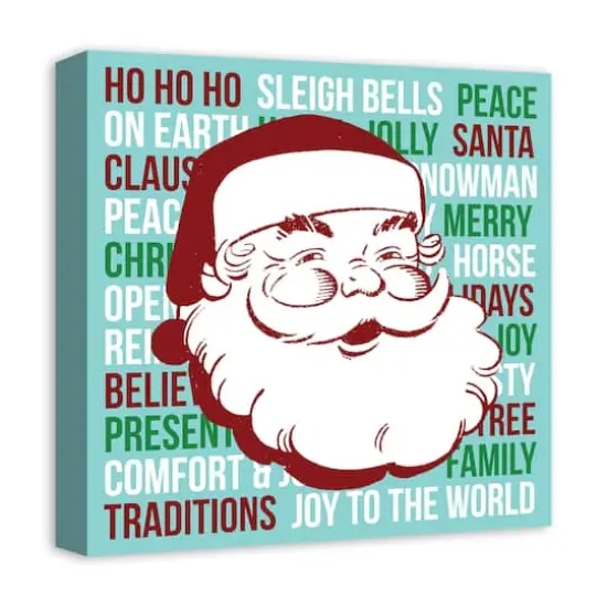 16" x 16" Retro Santa Canvas Wall Art {3}