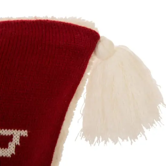 Glitzhome® 18" Knitted Snowflake Red Pillow Cover with Tassels {4}