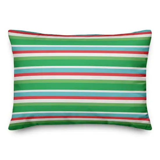 Happy Holidays Striped Trees Throw Pillow {3}