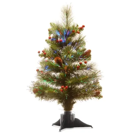 2ft. Fiber Optic Color Changing Ice Crestwood Artificial Christmas Tree with Silver Bristle {1}