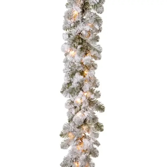 9' x 12" Pre-lit Feel Real® Snowy Camden Artificial Christmas Garland with 50 Clear Lights {1}