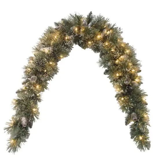 6ft. Pre-lit Glittery Bristle&reg; Artificial Christmas Pine Mantle Swag with Pine Cones and Clear Lights {1}