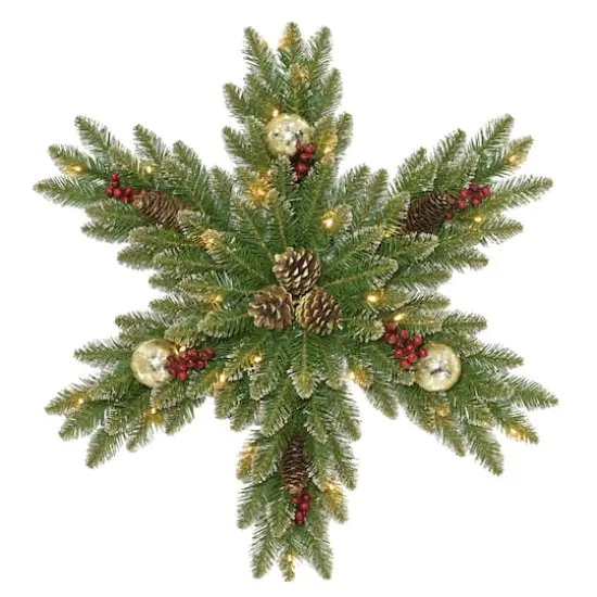 32" Glittery Gold Dunhill&reg; Fir Snowflake with Warm White LED Lights {1}