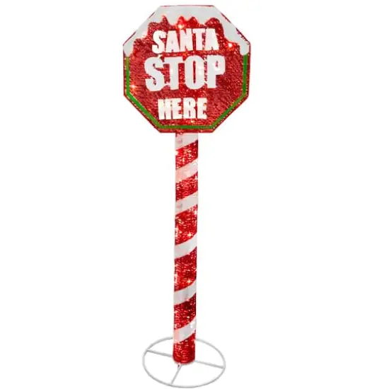 5ft. Sisal Red Stop Sign Pole {1}