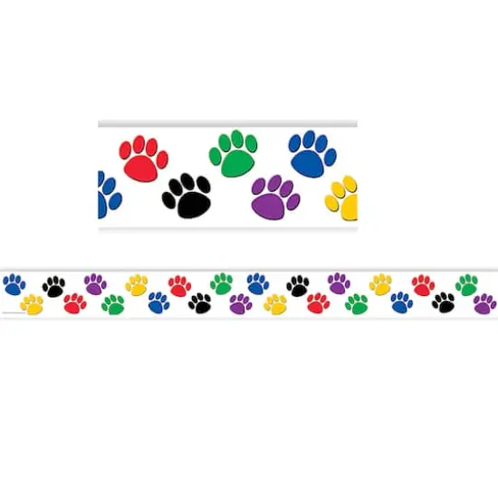 Teacher Created Resources Multicolor Paw Print Straight Borders, 210ft. {1}