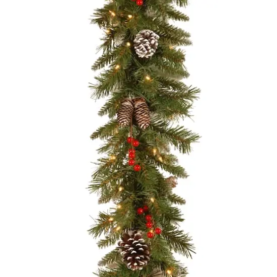 9' x 10" Pre-lit Frosted Berry Artificial Christmas Garland with 100 Clear Lights {1}