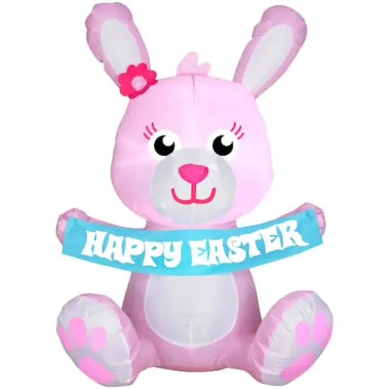 3ft. Airblown&reg; Inflatable Outdoor Happy Easter Pink Bunny {1}