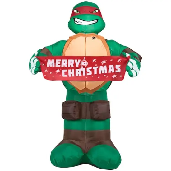 3.5ft. Airblown&reg; Inflatable Christmas Teenage Mutant Ninja Turtles&reg; Raphael with Banner {1}
