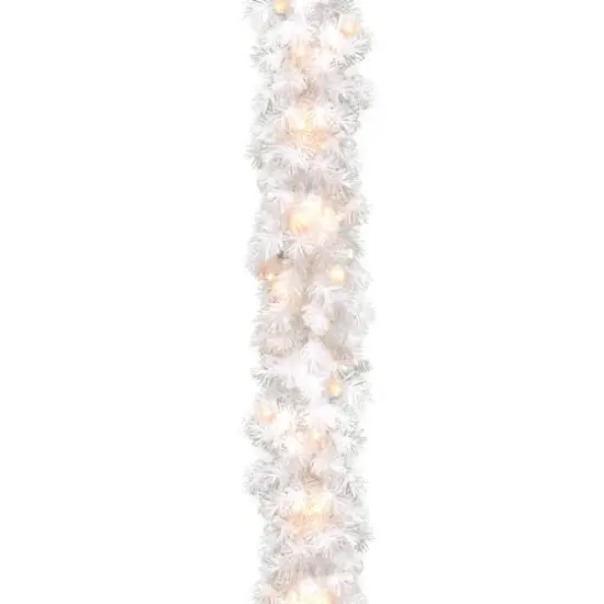9&rsquo; x 10" Pre-lit Wispy Willow White Artificial Christmas Garland with 50 Clear Lights {1}