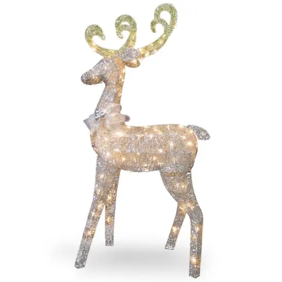 60" Crystal Standing Reindeer Decoration, Clear Mini Incandescent Lights {1}