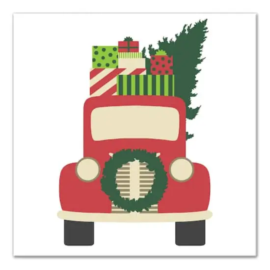 Vintage Christmas Truck Canvas Wall Art {1}