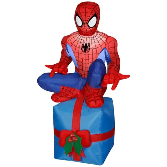 3.5ft. Airblown&reg; Inflatable Christmas Spider-Man Sitting On Present {1}