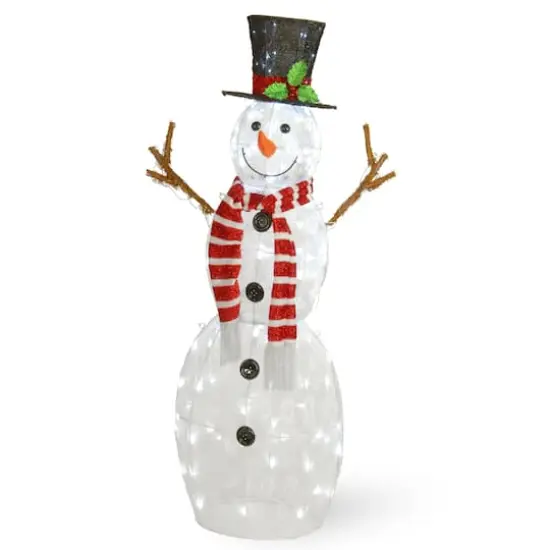 48" Fabric Snowman, White LED Lights {1}