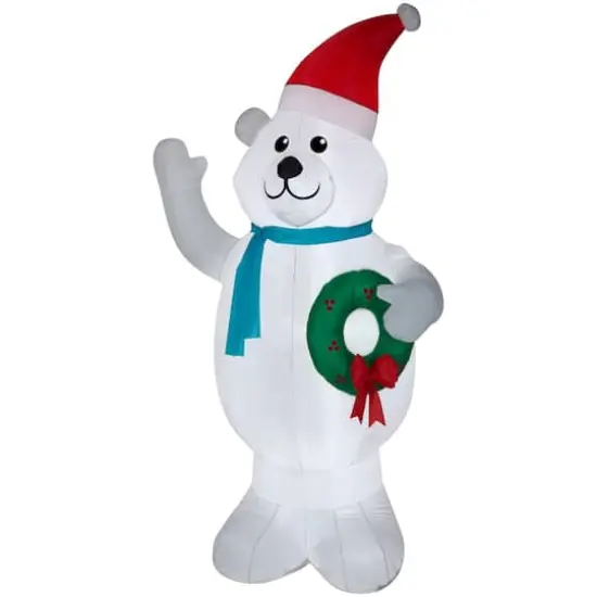 7ft. Airblown&reg; Inflatable Christmas Polar Bear with Wreath {1}