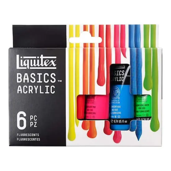 Liquitex&reg; BASICS&trade; Fluorescent 6 Color Acrylic Paint Set {9}