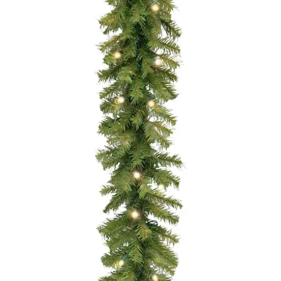 9' x 10" Pre-lit Norwood Fir Artificial Christmas Garland with 50 Battery Operated Dual LED Lights {1}