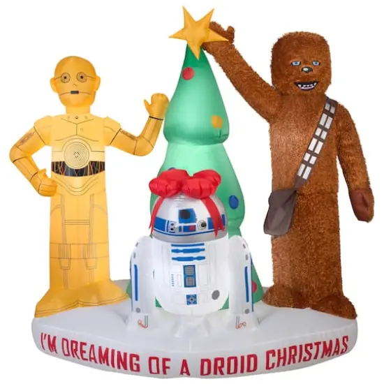 6ft. Airblown&reg; Inflatable Christmas Star Wars Droids & Chewbacca with Tree {1}