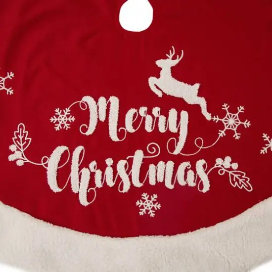 Glitzhome&reg; 48" Merry Christmas Fabric Christmas Tree Skirt {5}