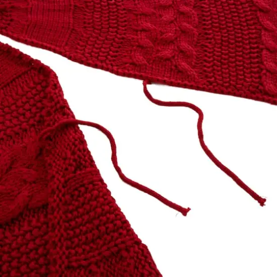 Glitzhome&reg; 52" Red Knited Acrylic Christmas Tree Skirt {4}