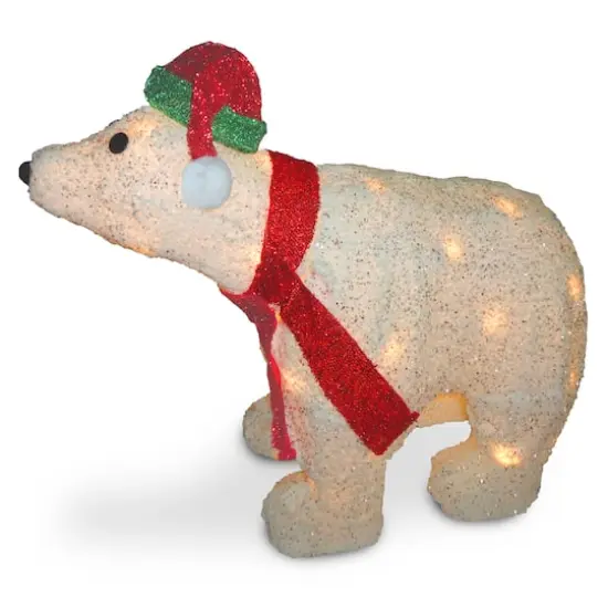 18.5" Flannel 3D Polar Bear, Clear Lights {1}